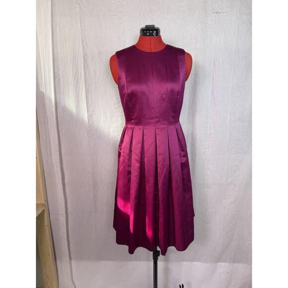 Talbots Petites Size 6 Ruffled Polyester Satin Purple Dress Cocktail Formal E267 - Picture 1 of 13